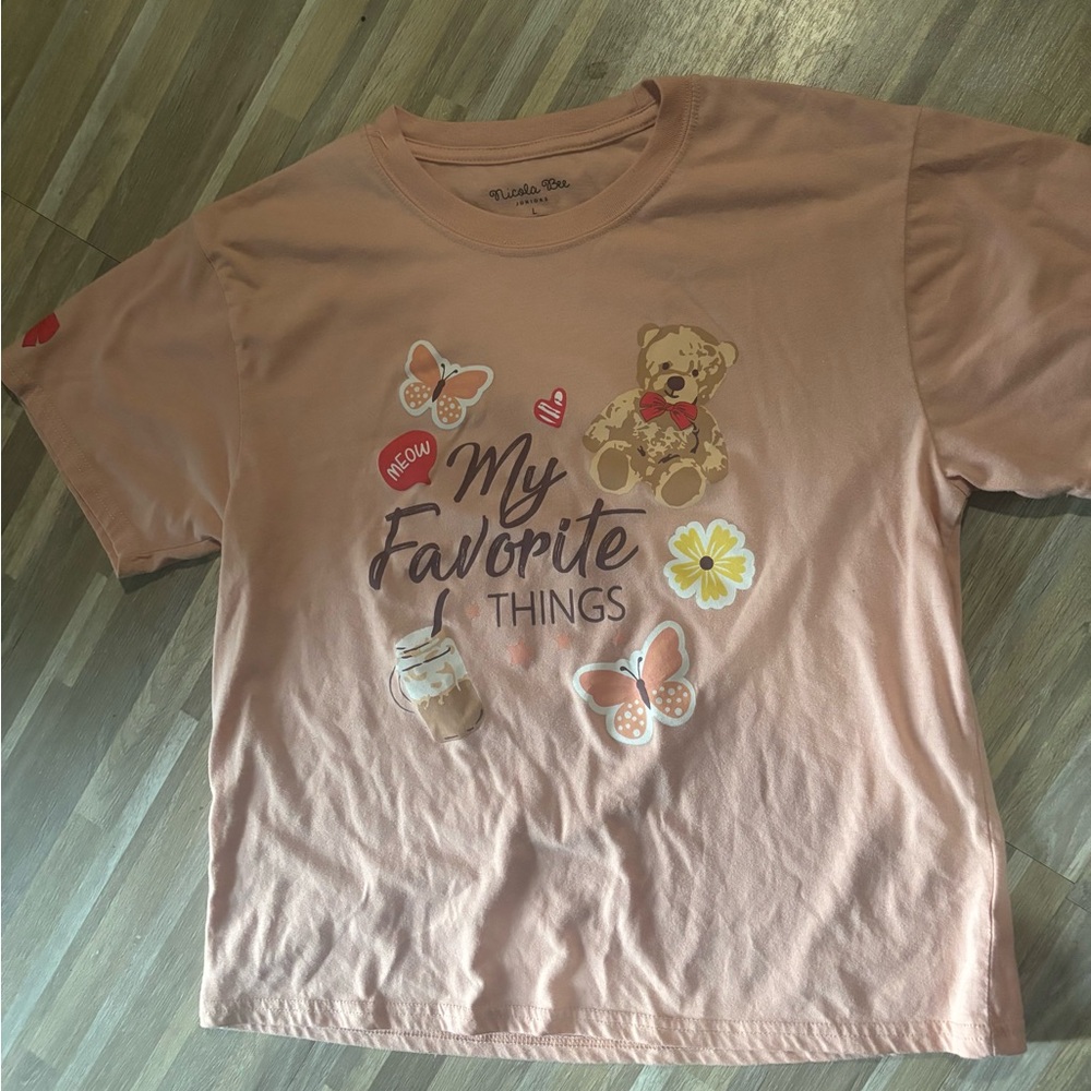 Kids Peach Teddy Bear Graphic T-Shirt